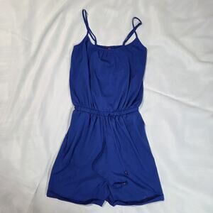 Vtg 90s Special One Royal Blue Romper Women's L Sleeveless Spaghetti Strap